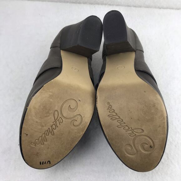 Seychelles Women's Ankle Boots Black Brown Distressed Zip Buckle 3.8" Heel Sz 7 - Picture 11 of 16